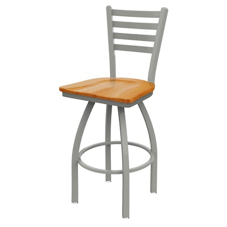 Holland Bar Stool Co 36" Swivel Bar Stool, Nickel Finish, Med Oak Seat 41036ANMedOak